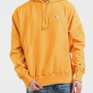 Vintage Champion Reverse Weave Hoodie Yellow Blank Sweatshirt Unisex